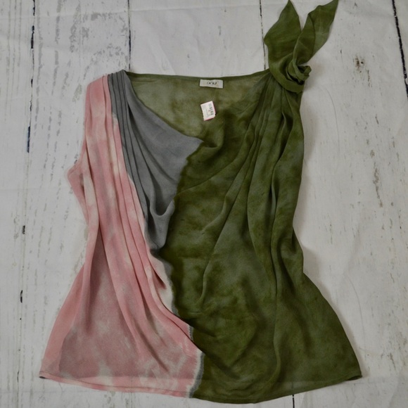 NWT🤩Designer Sheer Silk Vintage Watercolor Top - Picture 6 of 7